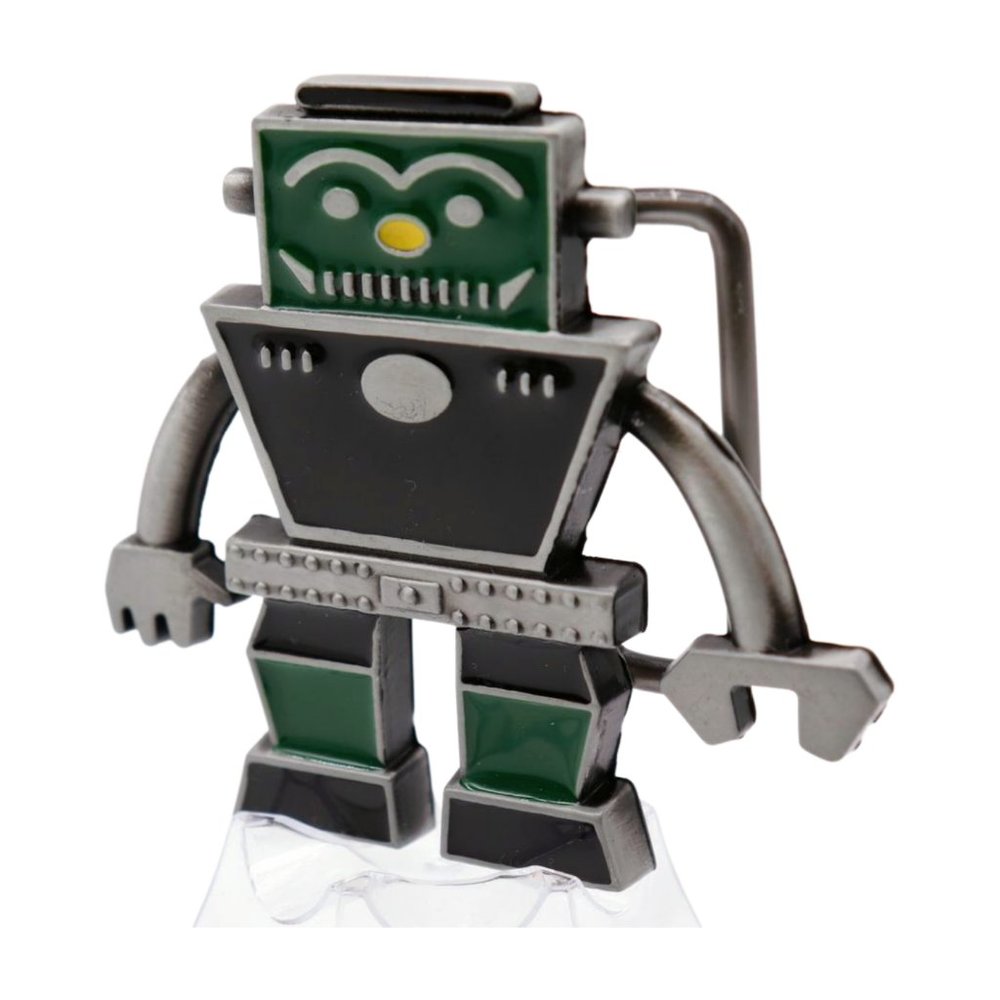 Men Women Silver Metal Fashion Belt Buckle Robot Animation Green Color Accessory